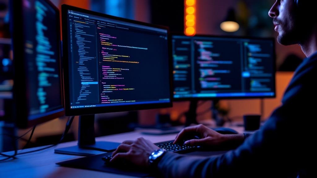 IT professional using Claude Code in terminal with multiple code windows and AI assistance