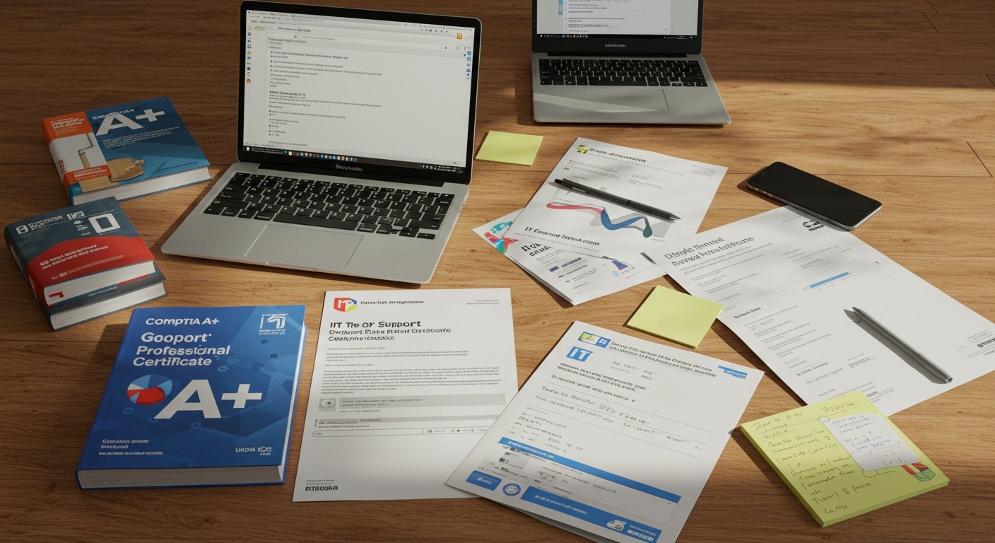 IT professionals discussing career advancement and certification options in modern office setting