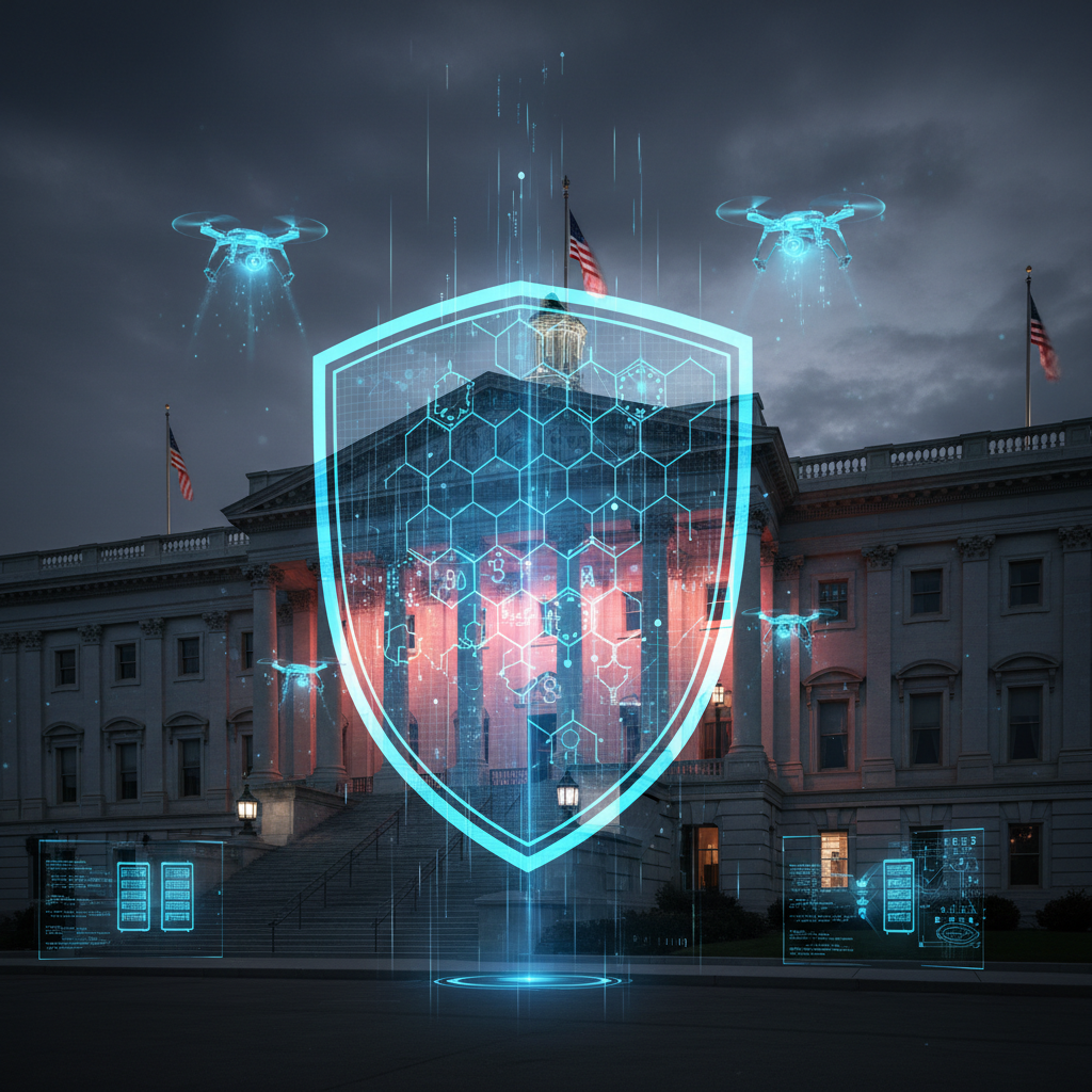 Government building with digital security shield overlay representing federal IT careers and security clearance opportunities