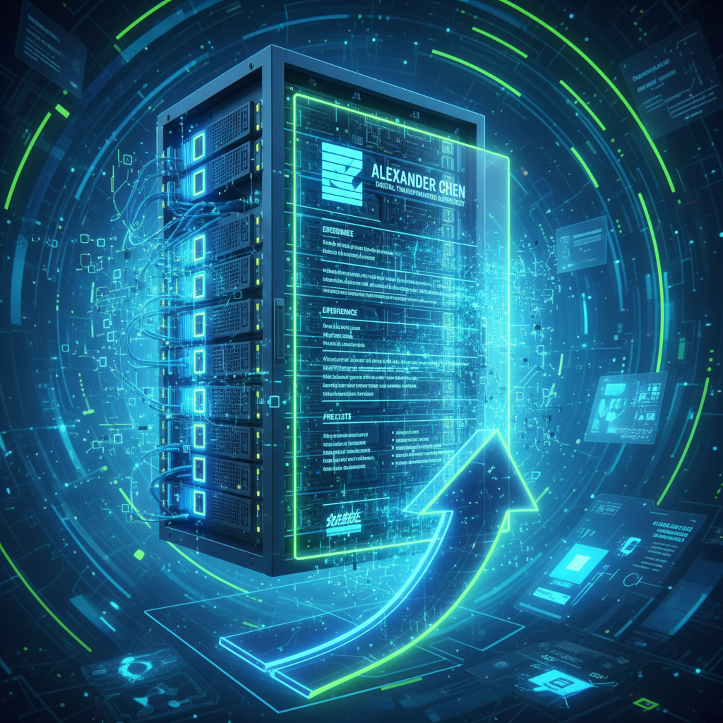 Professional resume document with technical project section highlighted showing homelab infrastructure and achievements