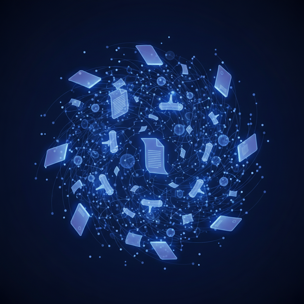 Organized digital documentation system with interconnected nodes representing well-structured IT knowledge base