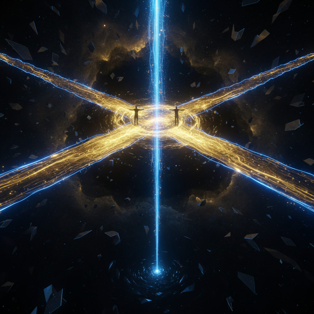 Crossroads path diverging between broad and deep career directions in technology