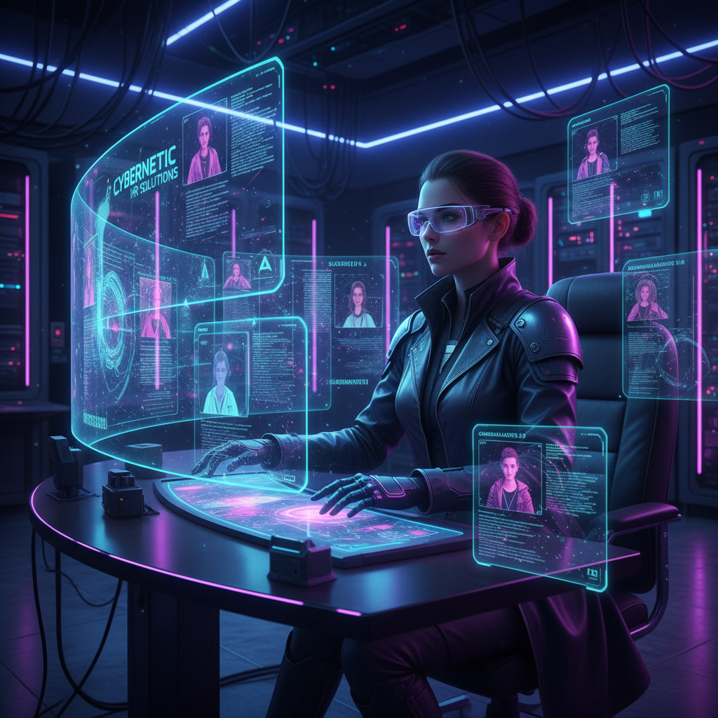 Behind-the-scenes view of application review process with digital screens showing candidate profiles