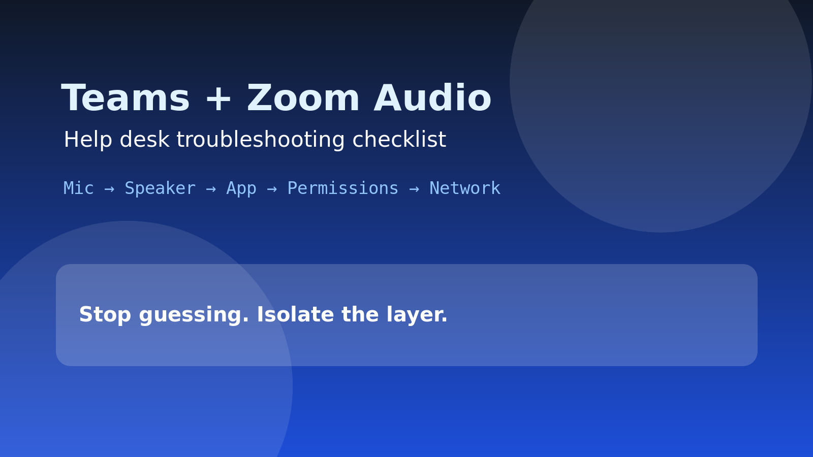Teams and Zoom Audio Troubleshooting Checklist