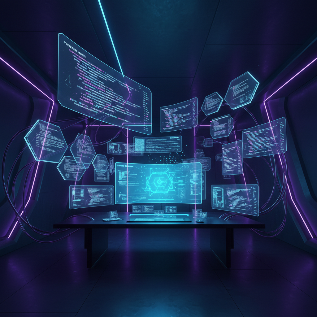 Modern code editor interface with multiple server connection panels and infrastructure code highlighting