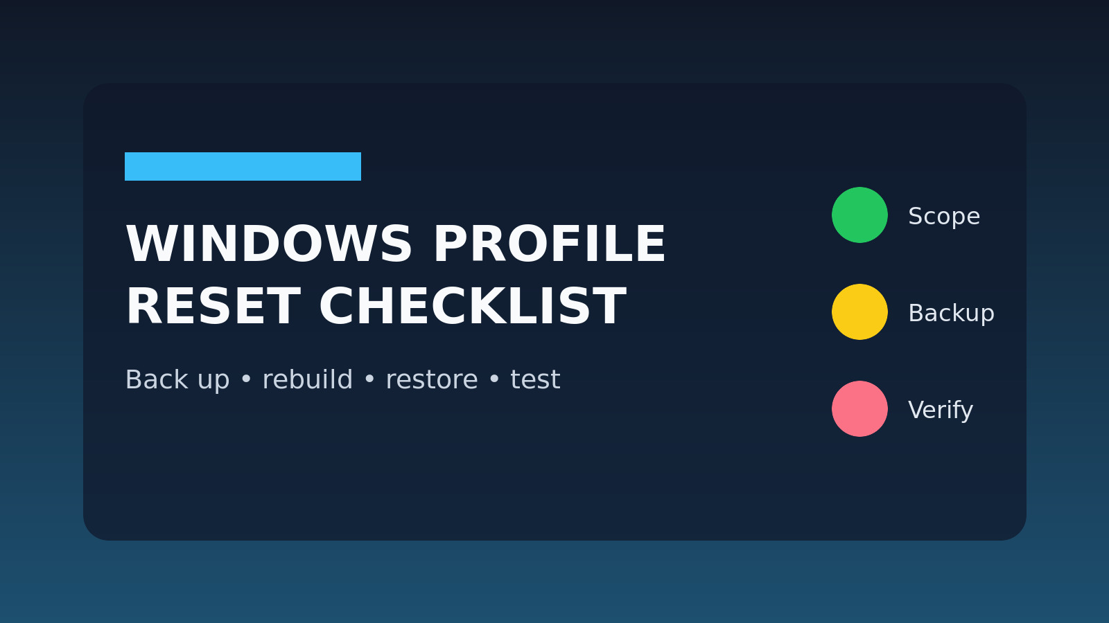 Windows Profile Reset Checklist for IT Support