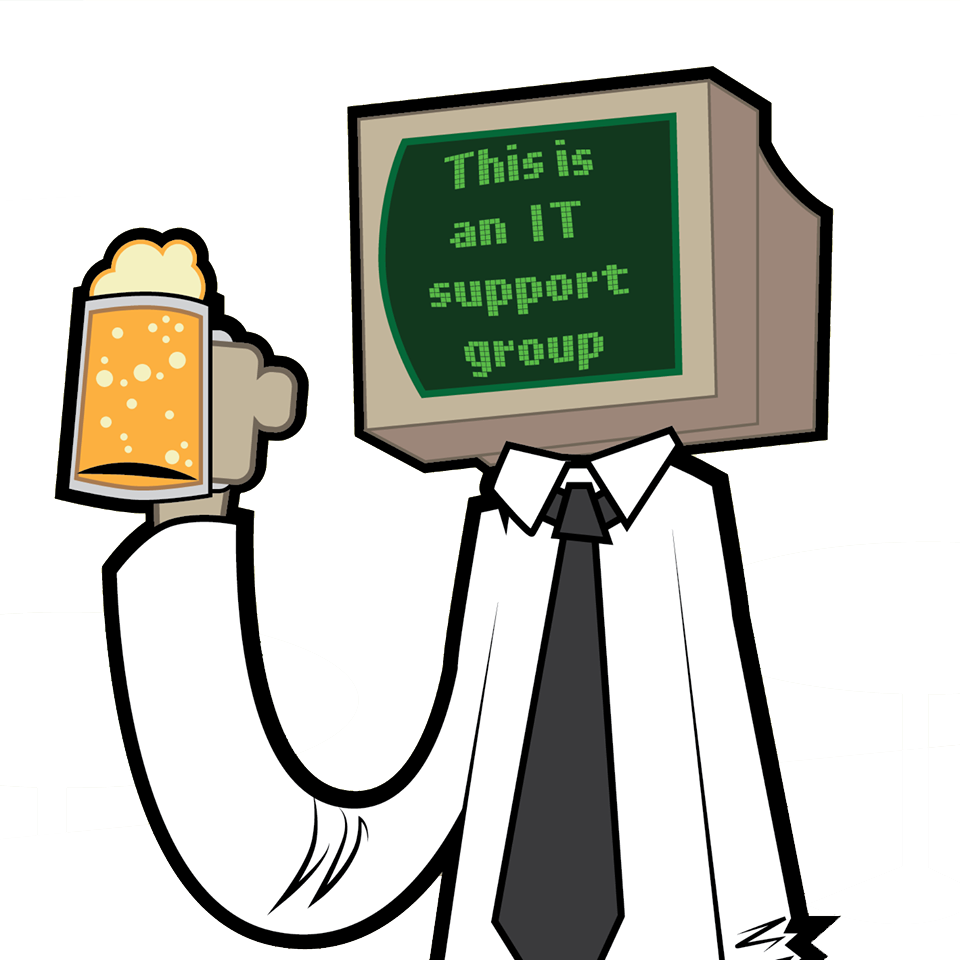 Cartoon illustration of an IT support professional sitting at a computer desk with multiple monitors, representing career advancement and technical expertise